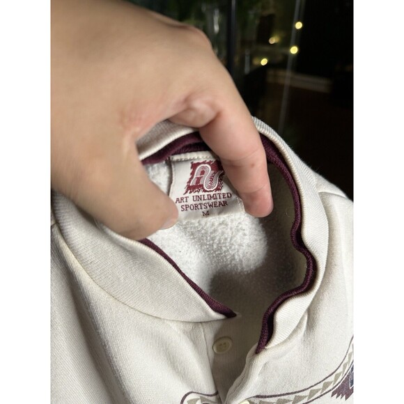 Vintage 90s Art Unlimited Aztec Tribal Henley Sweatshirt - Picture 4 of 7